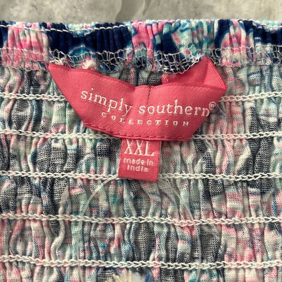 Simply Southern, Smocked, Tiered Skirt Sea Shell Print Woman’s Size XXL Mini - Picture 3 of 8